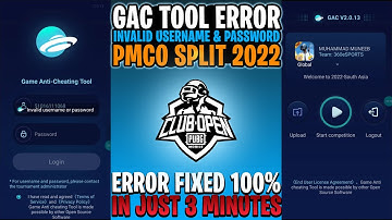 INVALID USER NAME & PASSWORD GAC TOOL || GAC PMCO 2022 || PUBG MOBILE || TYSON GAMING