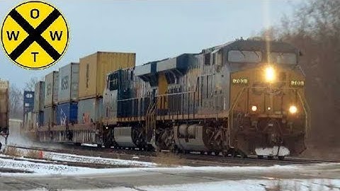 CSX Stack Train Goes Over  RR Crossing