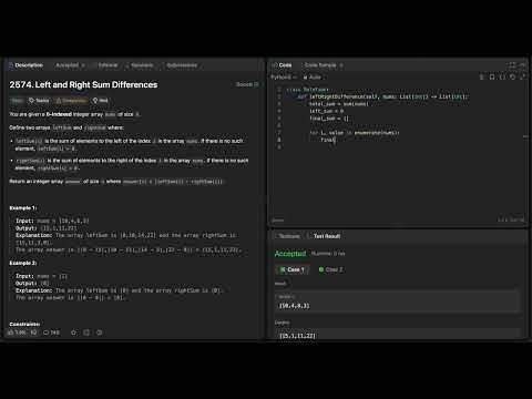 Left and Right Sum Differences (2574 ) | Leet_Code | Problem_Solving | Python