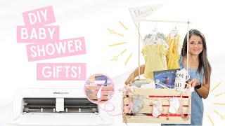 7 Cricut Projects | Baby Shower Gifts & Wooden Baby Shower Crate Closet