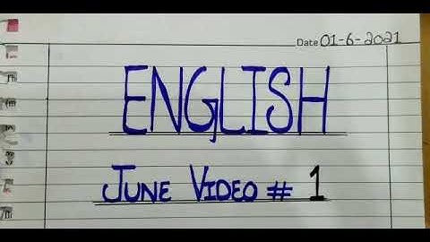 English Class-VI (June Lecture#1)