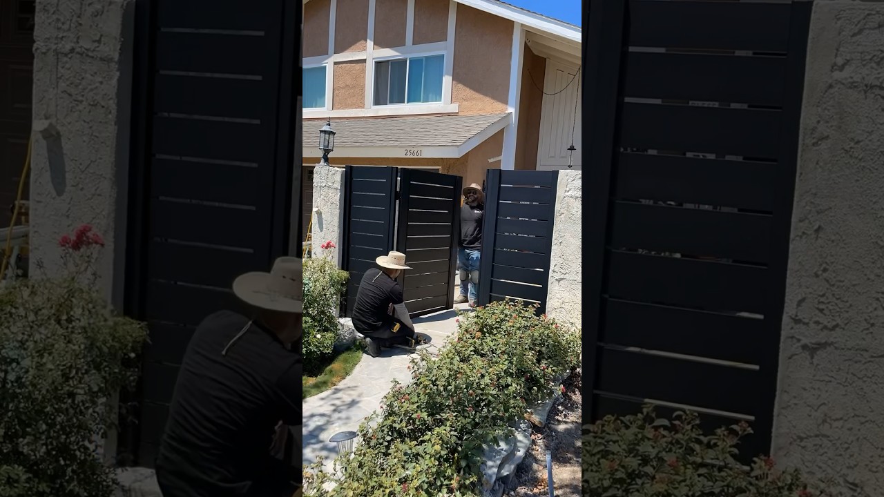 Aluminum gate and fence panels installation. 