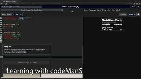 learn2code | freeCodeCamp (New) Responsive Web Design  -  Building a Nutrition Label: Step 36