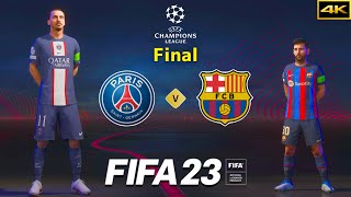 FIFA 23 - PSG vs. FC BARCELONA - Ft. Ibrahimović, Messi - UEFA Champions League Final - PS5™ [4K]