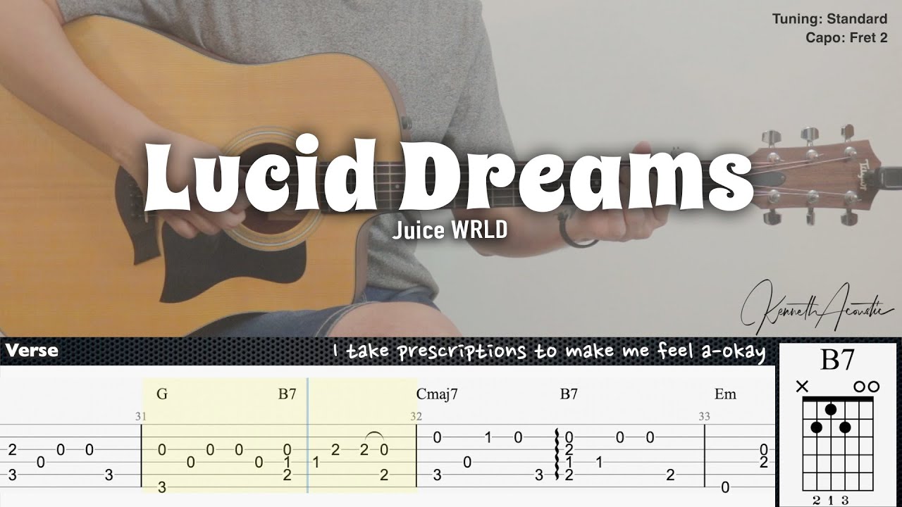 Lucid Dreams - Juice WRLD | Fingerstyle Guitar | TAB + Chords + Lyrics -  YouTube