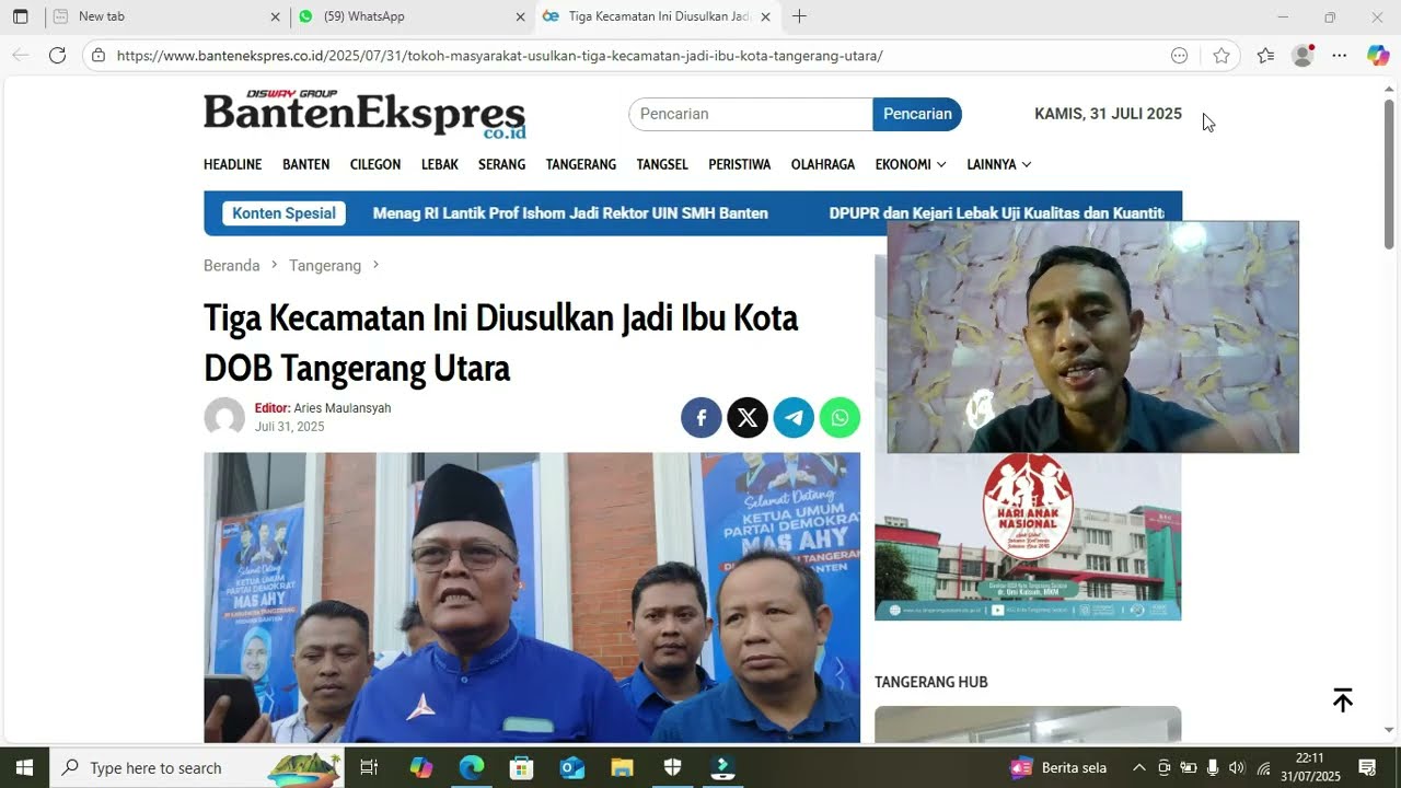 KEREN TANGERANG UTARA SEGERA TERBENTUK Tiga Kecamatan Ini Diusulkan Jadi Ibu Kota