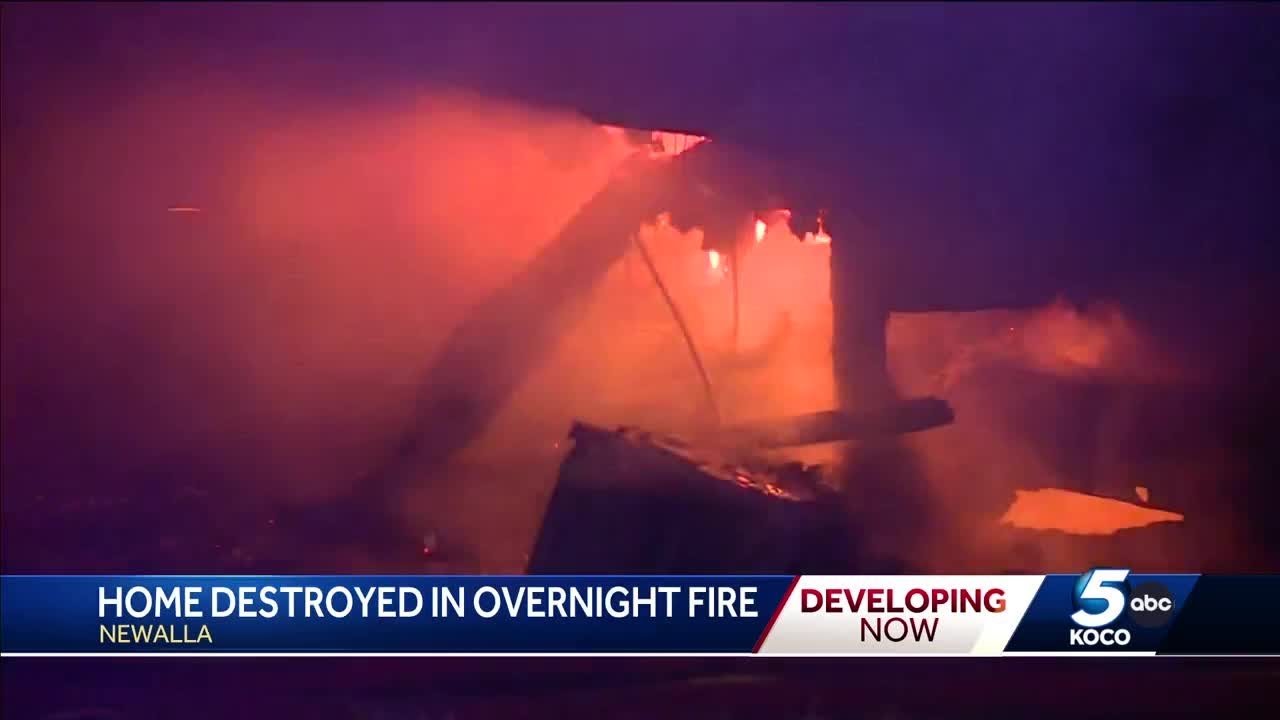 Newalla home destroyed in overnight fire - YouTube