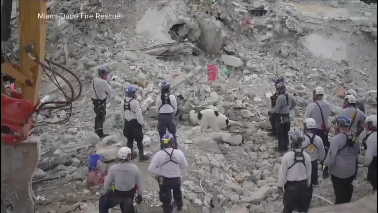 Green firefighter part of search at collapsed Florida condo building ...
