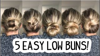 5 EASY LOW MESSY BUN UPDOS ANYONE CAN DO! | HAIRSTYLES FOR MEDIUM AND LONG HAIR!