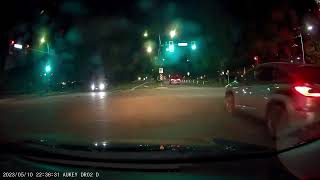 Idiot on a bike runs red light in the dark