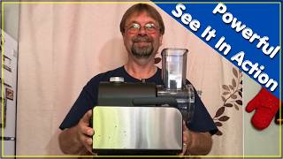 Demonstrating a 6-in-1 Electric Cheese Grater on Vegetables - Vojpgjp