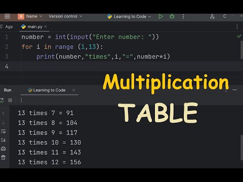 MULTIPLICATION TABLE in python programming