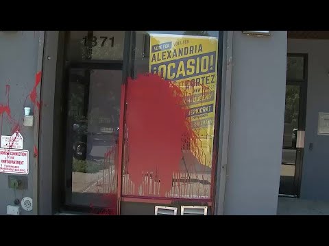 NY Rep. Ocasio-Cortez's campaign office vandalized with red paint in the Bronx