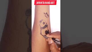 cute panda hand tattoo #cute #panda #butterfly #tattoo #shorts #art #short #trending #viral