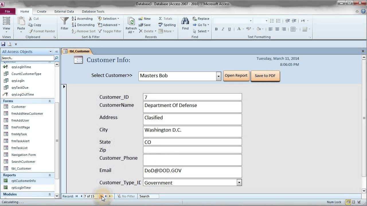 How To Save Report To Pdf File Ms Access 07 Youtube