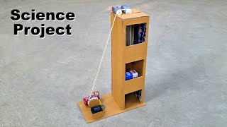 Electric lift/elevator working model | New and easy science project 2024