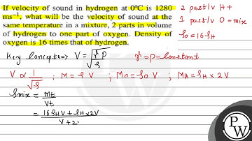 If velocity of sound in hydrogen at \( 0^{\circ} \mathrm{C} \) is 1...