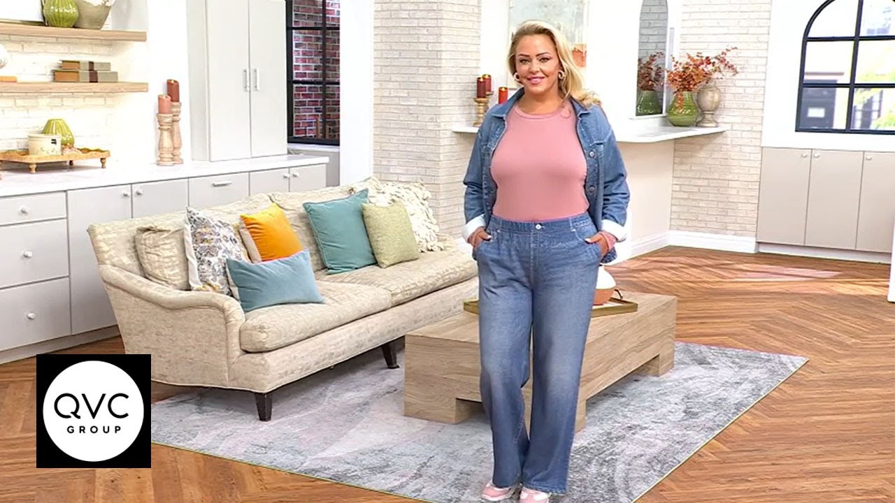 AnyBody Printed Denim Effect French Terry Sweatpant Jean | QVC