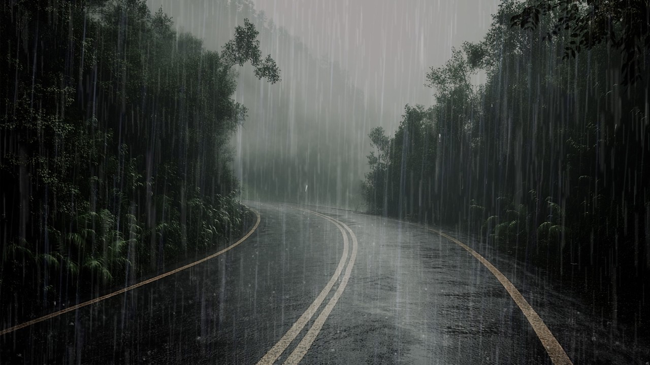 Drift Off to Sleep in 4 Minutes with Heavy Rain and Thunderstorm Ambience on a Wet Highway