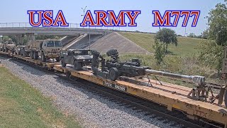 USA Army Military Train with M777 Howitzer Gun & Humvees past Live Cam August 10 2023