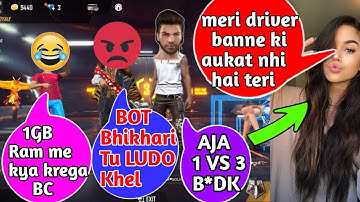 🥰 Random HOT Girl Call me noob and I challenge for room 1v3 Garena Free fire | noob prank