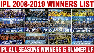IPL WINNERS LIST FROM 2008 TO 2019 