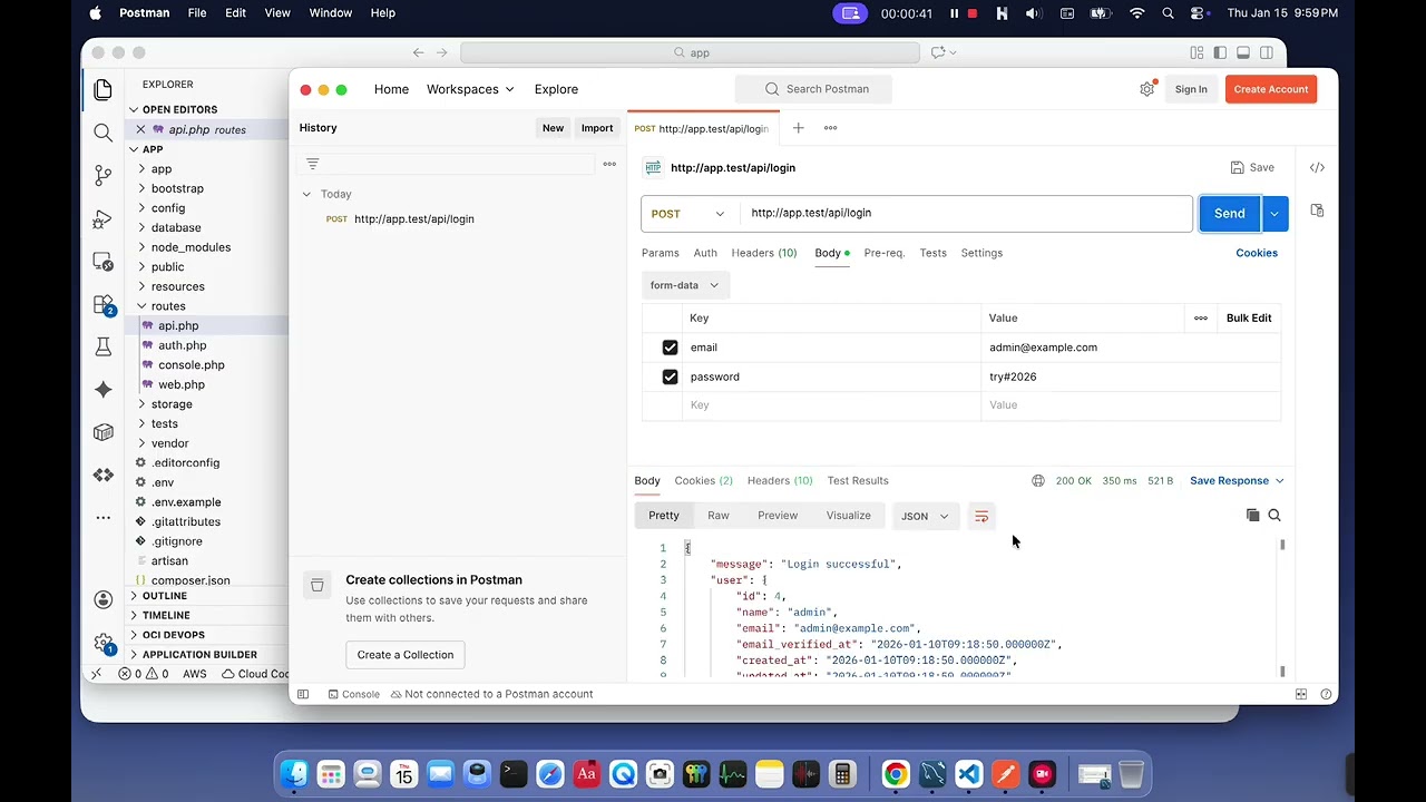 Testing Laravel API routes with Postman