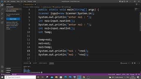 Java program to swap two numbers using the third variable tutorial