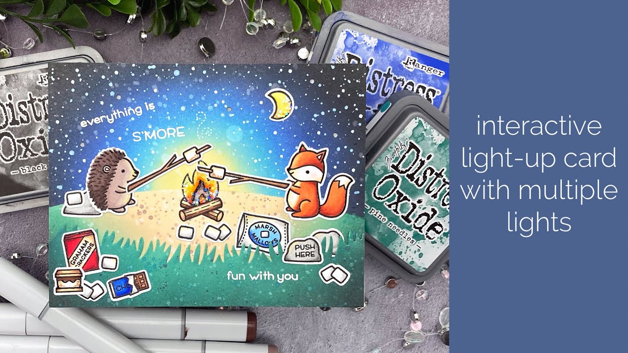 S'More the Merrier Interactive Light Up Card with Multiple Lights - Ellen Hutson and Lawn Fawn
