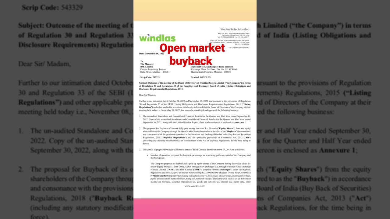 WINDLAS BIOTECH LTD share latest news | buyback update