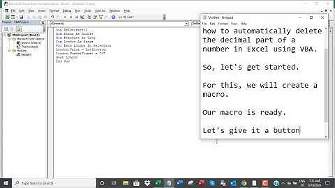 Automatically delete the decimal part of a number in Excel using VBA