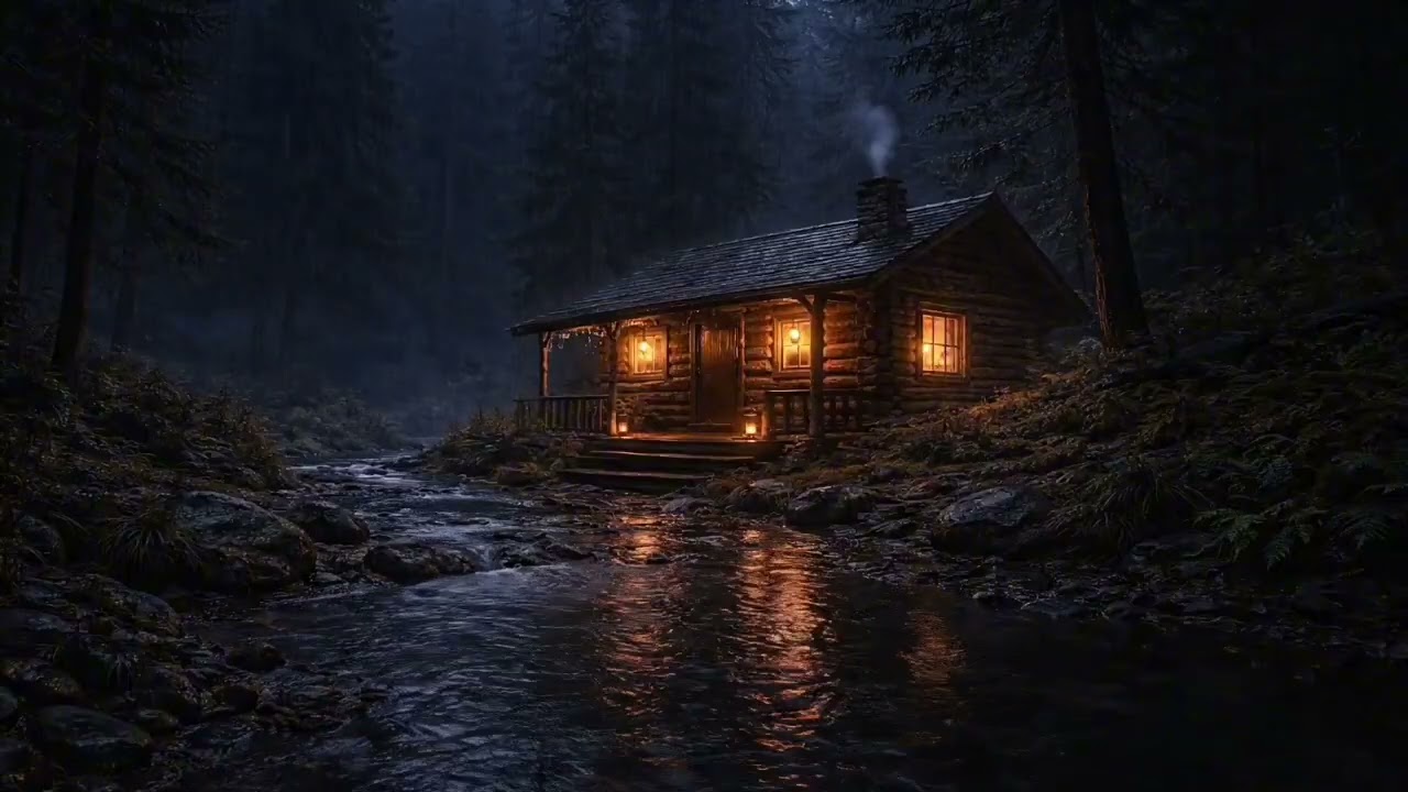 Peaceful Lakeside Cabin in Light Rain | Deep Sleep Sounds