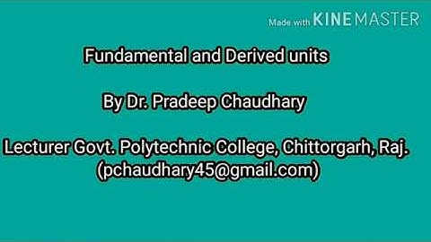 Fundamental & Derived Units| 102| Dr. Pradeep Chaudhary|GPC CHITTORGARH