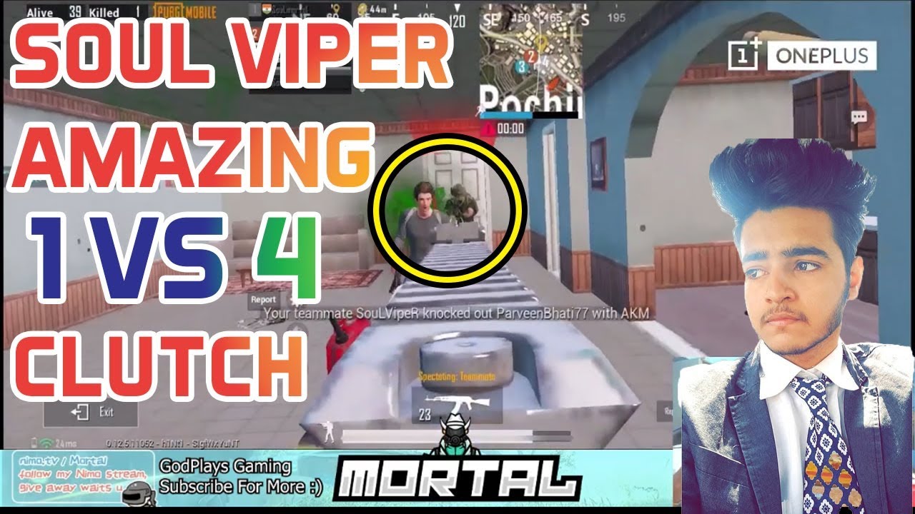 Soul Viper Amazing 1vs4 Clutch In Pochinki with 3+ SQUADS