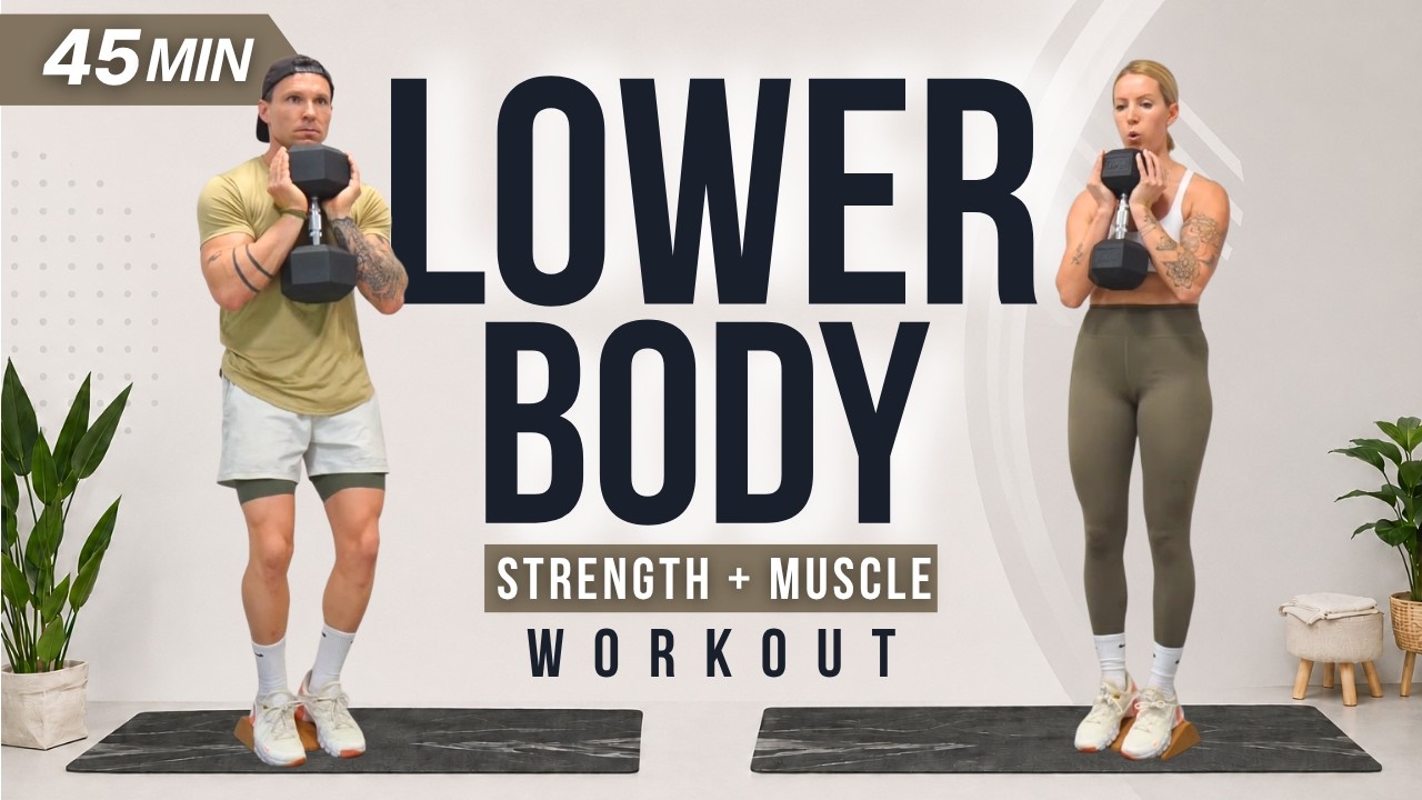 45 Min LOWER BODY WORKOUT with DUMBBELLS | Build Strength & Muscle ...