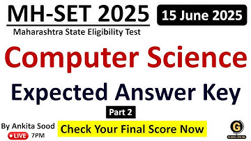 MHSET 2025 Answer Key | Computer Science Complete Solution | 15 June 2025 Maharashtra SET Answer Key