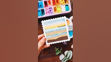 Hướng dẫn vẽ cảnh bình minh trên biển với màu gouache #gouachetutorial