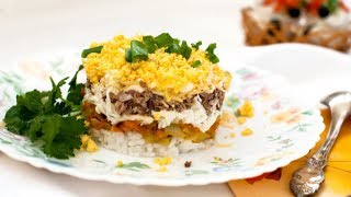 Салат из куриной печени и риса Салат из куриной печени и риса