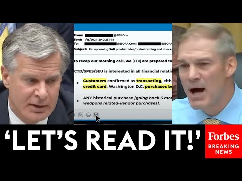 'Are You Nervous About That?': Jim Jordan Brings The Receipts Grilling FBI's Wray Over Jan. 6 Sweeps