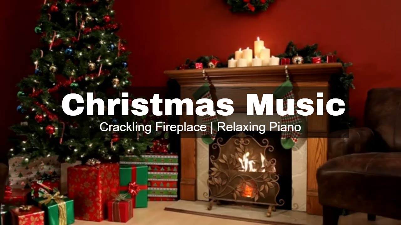 Instrumental Christmas Music with Crackling Fireplace Relaxing Piano