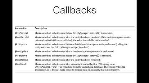 18 Lifecycle of Entity and Callbacks Annotations