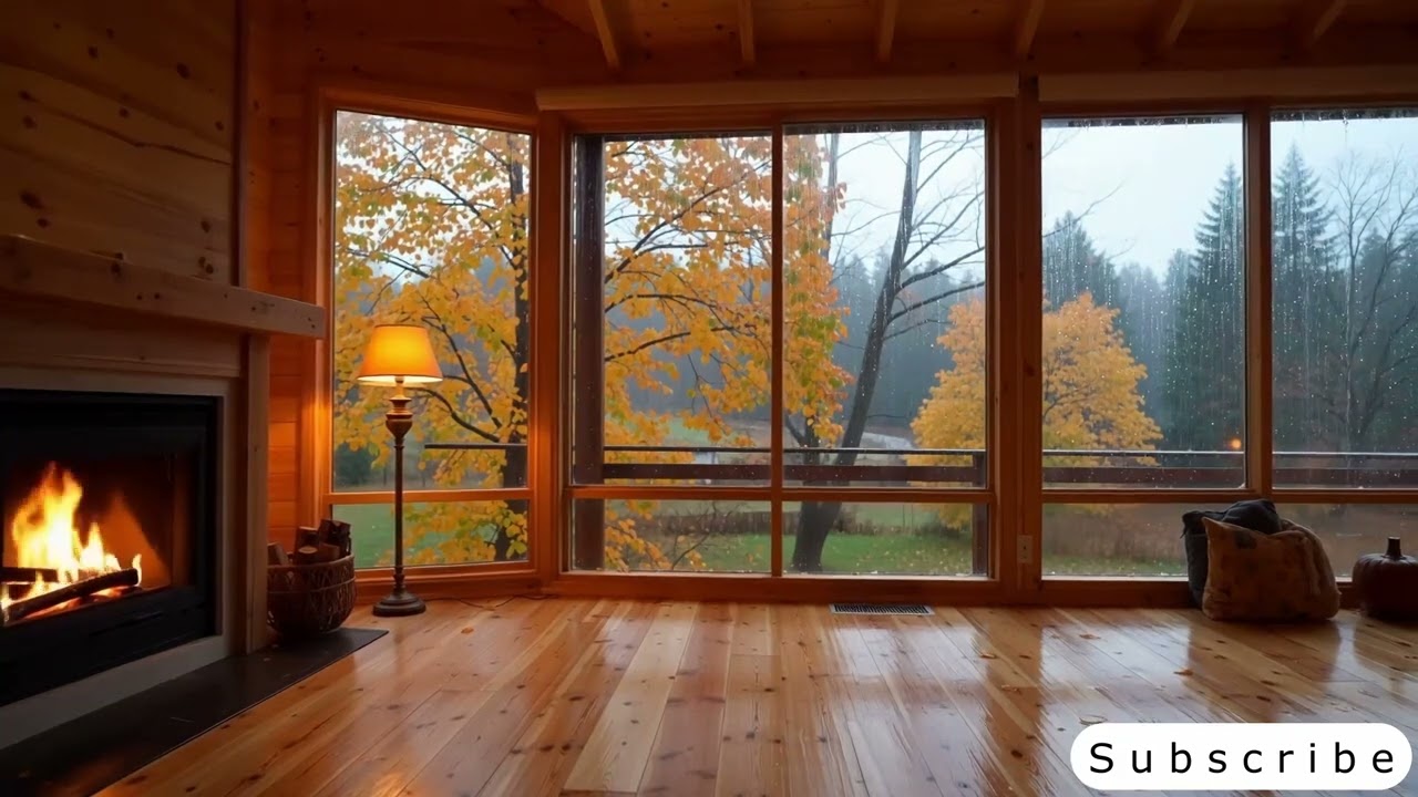 Autumn Forest Cabin — Relaxing Jazz & Acoustic Lofi Lounge 2025🍁🔥☕🎧