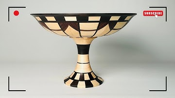 Wooden Artwork: Pedestal Bowl with Unique Pattern, woodturning