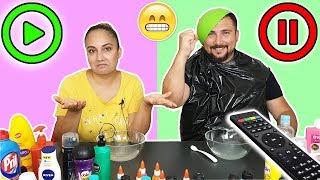 Pause Play ▶️ Slime Challenge Pause Slaym Özlem vs Fatih Eğlenceli Oyun Videosu Vak Vak TV
