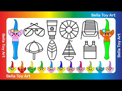 8가지 여름 물놀이 용품｜썬크림 썬글라스 튜브 파라솔 비치배드 요트｜컬러링｜모션 그래픽｜222 벨라토이아트 ♡