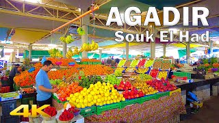 Souk El Had/سوق الأحد Virtual Tour In Agadir Morocco【4K, 60fps】🇲🇦