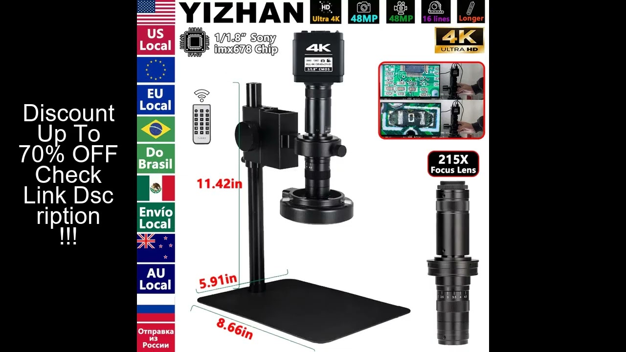 4K Digital Microscope For Soldering, 48MP HDMI USB Microscope Camera With 1/1.8" HD imx678 Sensor, 2