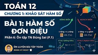Toán 12 - 2k9 xps - Chương 1:KSHS - Bài 1 Hàm số đơn điệu - Phần 6: Ôn tập TN Đúng Sai (P.1)
