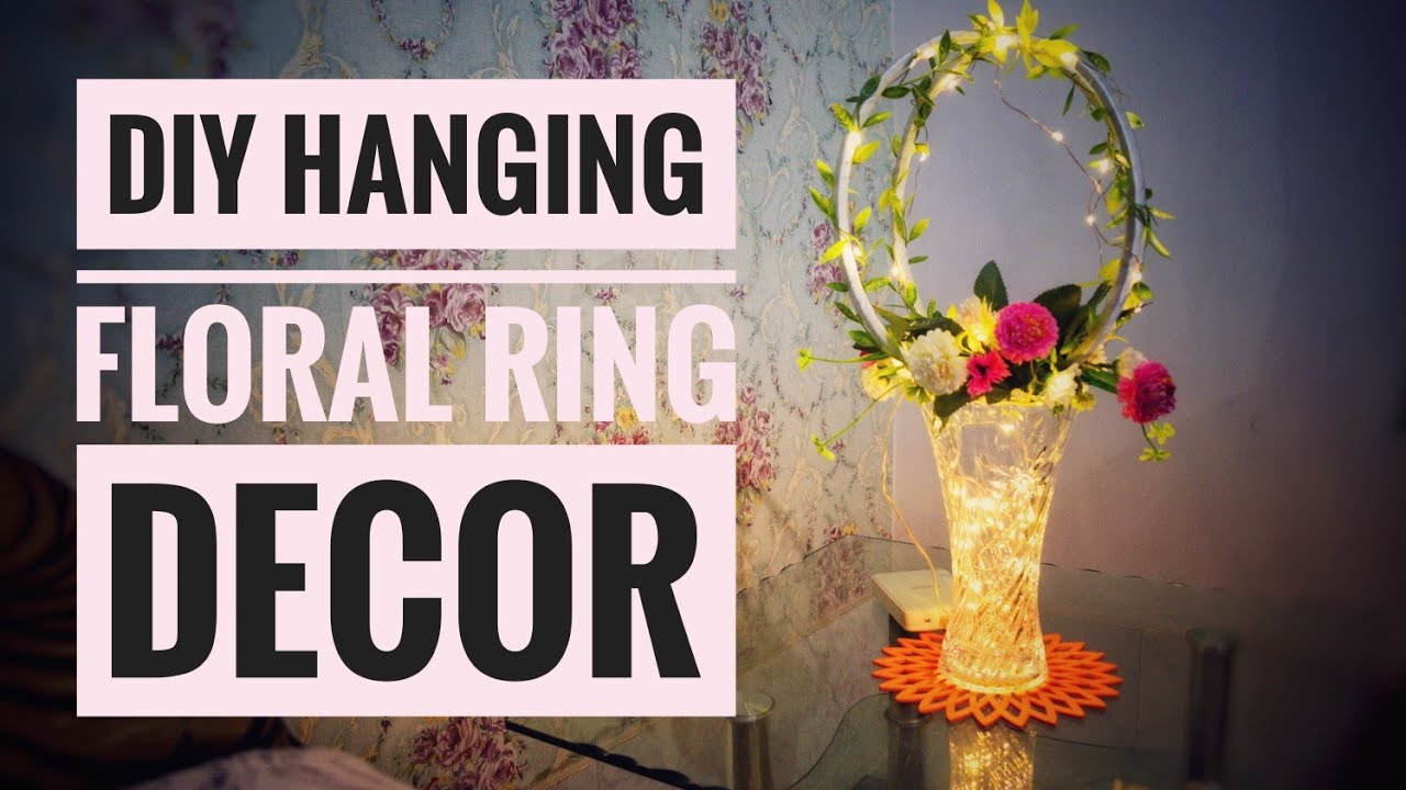 How to make hanging floral ring decor with LED lights / Gorgeous party decor ideas 