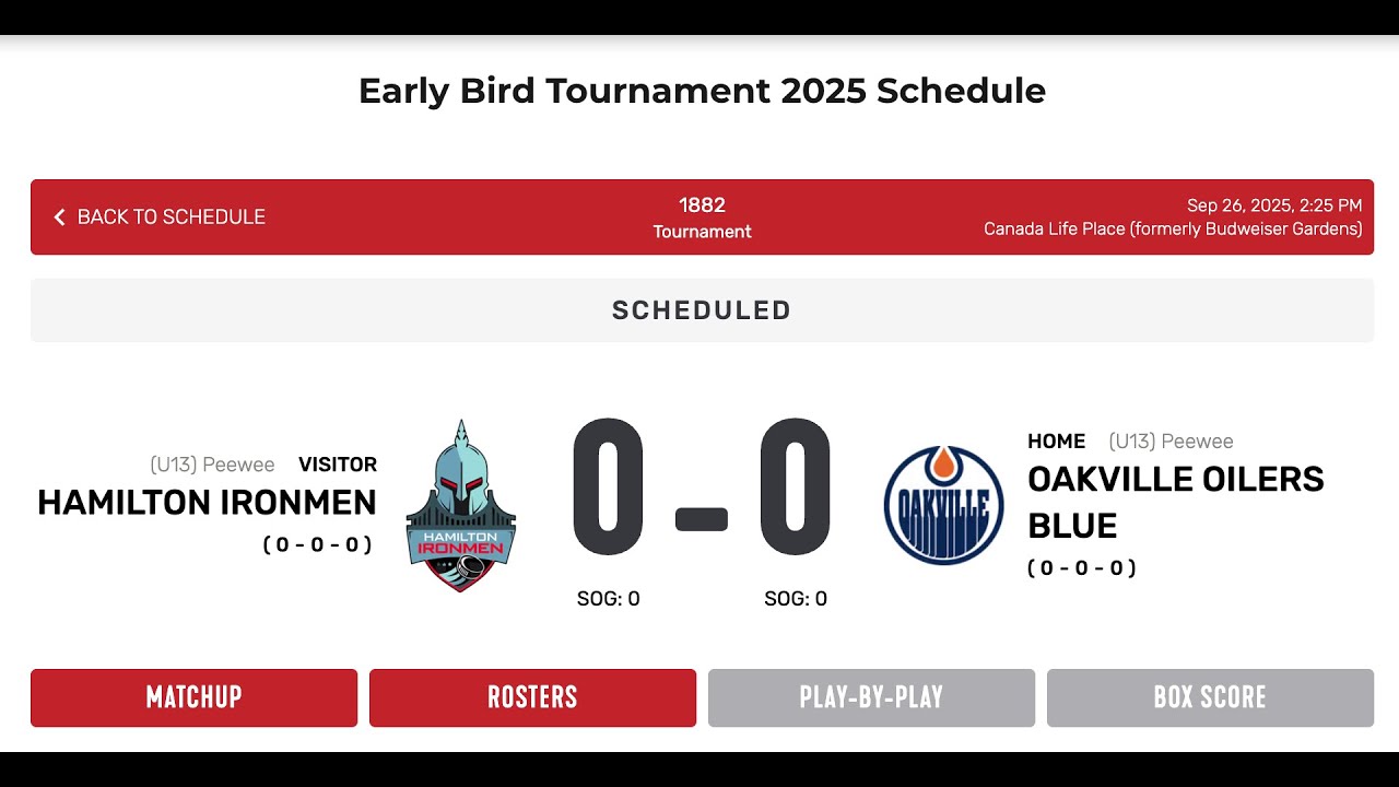 Oakville Oilers vs. Hamilton Ironmen